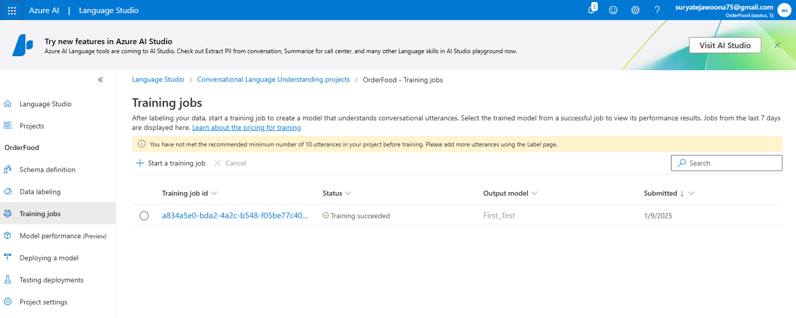 Create training job ID