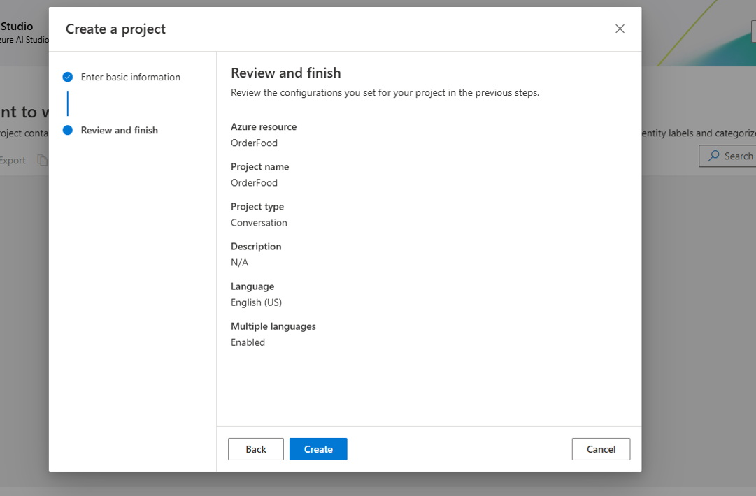 Click to create for review and finish