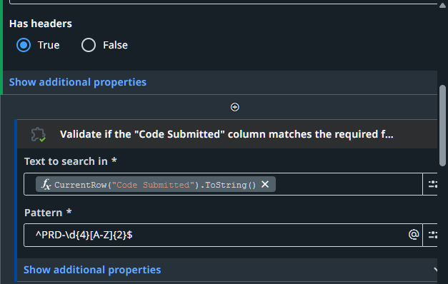 validating the customer code pattern using Regex activity | Miraclesoft