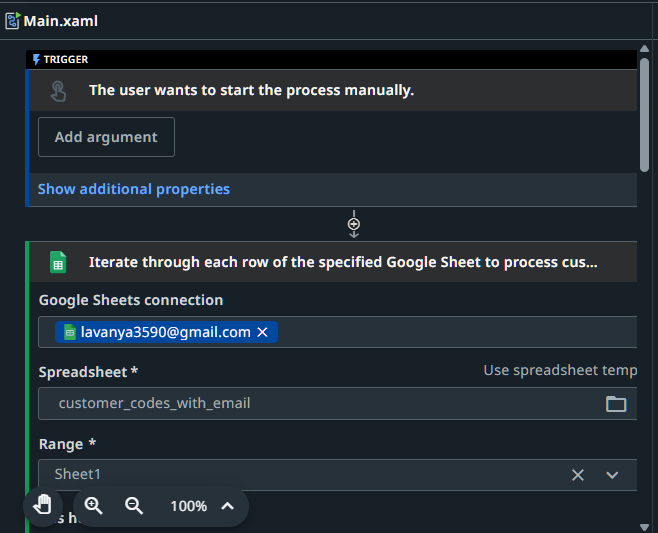 Connect to Google sheet and read the data into Data table